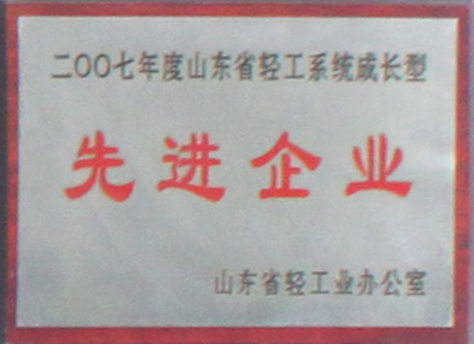 2007年山东省轻工业体系增长模型